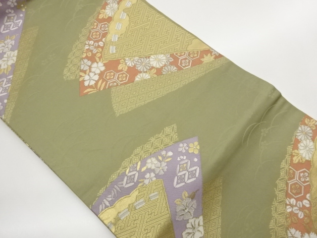 JAPANESE NAGOYA OBI / WOVEN FLORAL PLANTS